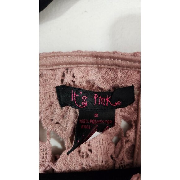 Its Pink Tank Top Womens Small Crochet Lace Fringe Boho Festival Frenge Fairy - Picture 3 of 7